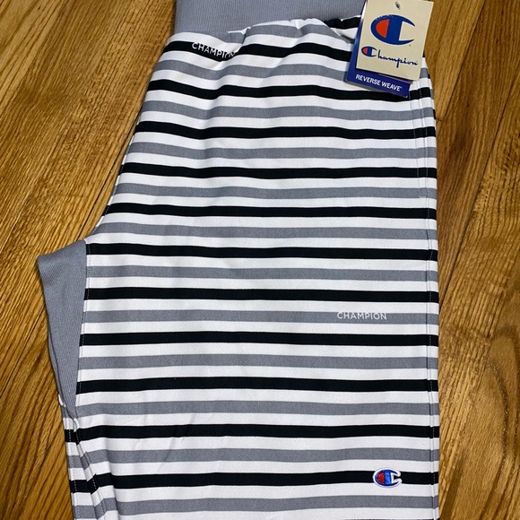 Champion Reverse Weave Text Stripe Cut Off Sweat Shorts Men's Sz XL New - Picture 2 of 6